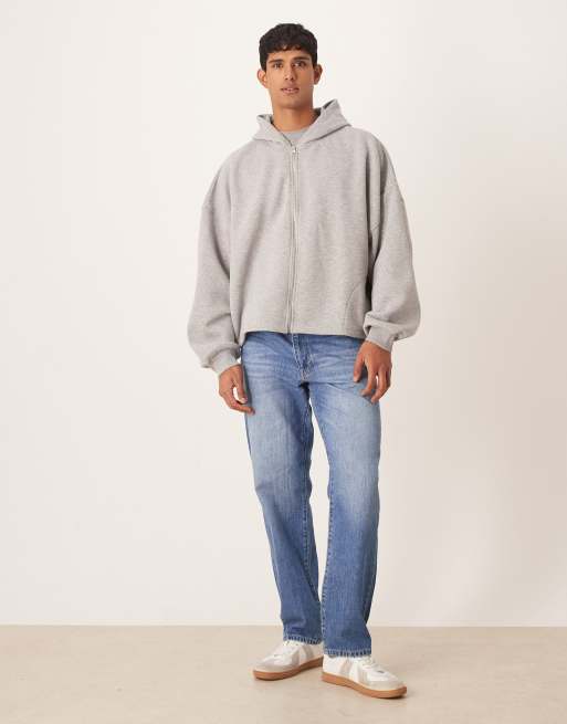 ASOS DESIGN – Super-Oversize-Kapuzenjacke in meliertem Grau, 2 von 5