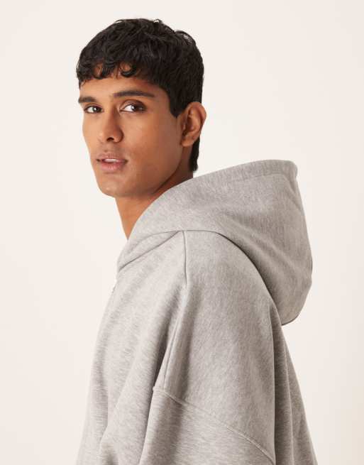 ASOS DESIGN – Super-Oversize-Kapuzenjacke in meliertem Grau, 4 von 5