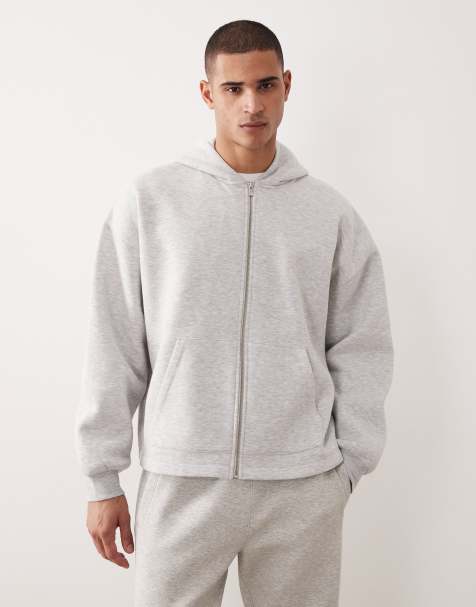 ASOS DESIGN – Super-Oversize-Kapuzenpullover in Eisgrau meliert mit festem Saum - view 1