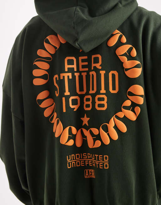 ASOS DESIGN – Super-Oversize-Kapuzenpullover in Grün mit Bubble-Print, 5 von 5