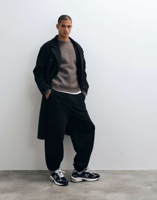 ASOS DESIGN super Oversize Strickpullover aus Wollmix mit Rippstruktur in braun meliert, 3 von 5