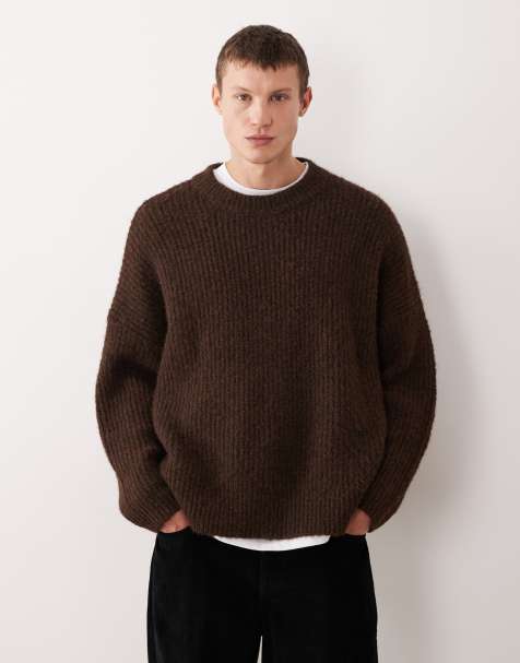 ASOS DESIGN – Super-Oversize-Strickpullover in Braun mit Rundhalsausschnitt - view 1