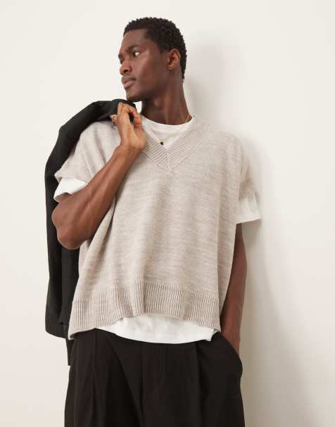 ASOS DESIGN – Super-Oversize-Strickpullunder in Beige mit kurzem Schnitt - view 1