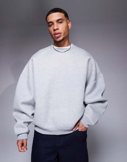 ASOS DESIGN – Super-Oversize-Sweatshirt aus schwerem Material in Neoprenoptik in Grau meliert