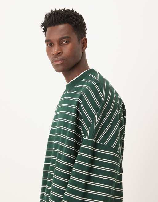 ASOS DESIGN – Super-Oversize-Sweatshirt in Grün mit Streifenprint, 4 von 5