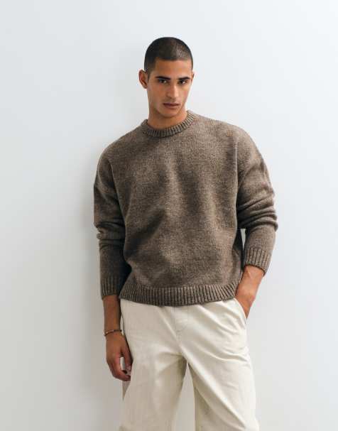 ASOS DESIGN super oversize sweter dzianinowy w brązowym melanżu - view 1