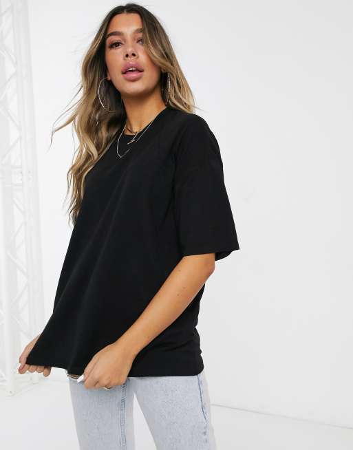 ASOS DESIGN – Super Oversize-T-Shirt mit Ziernaht, in Schwarz