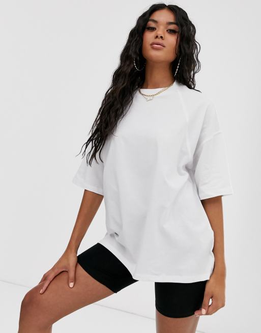 Asos Design Super Oversize T Shirt Mit Ziernaht In Weiß Asos 6929