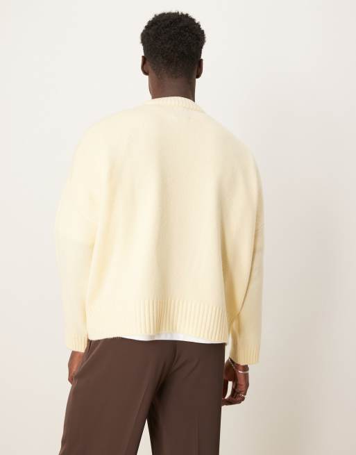ASOS DESIGN super oversized boxy crew neck jumper in butter yellow