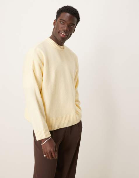 ASOS DESIGN super oversized boxy crew neck sweater in butter yellow - view 1