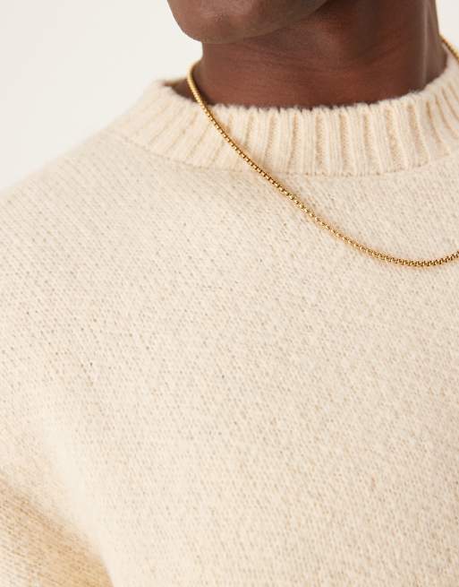 ASOS DESIGN super oversized boxy fit brushed knit crew neck sweater in oatmeal