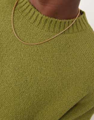 ASOS DESIGN super oversized boxy fit brushed knitted crew neck jumper in khaki