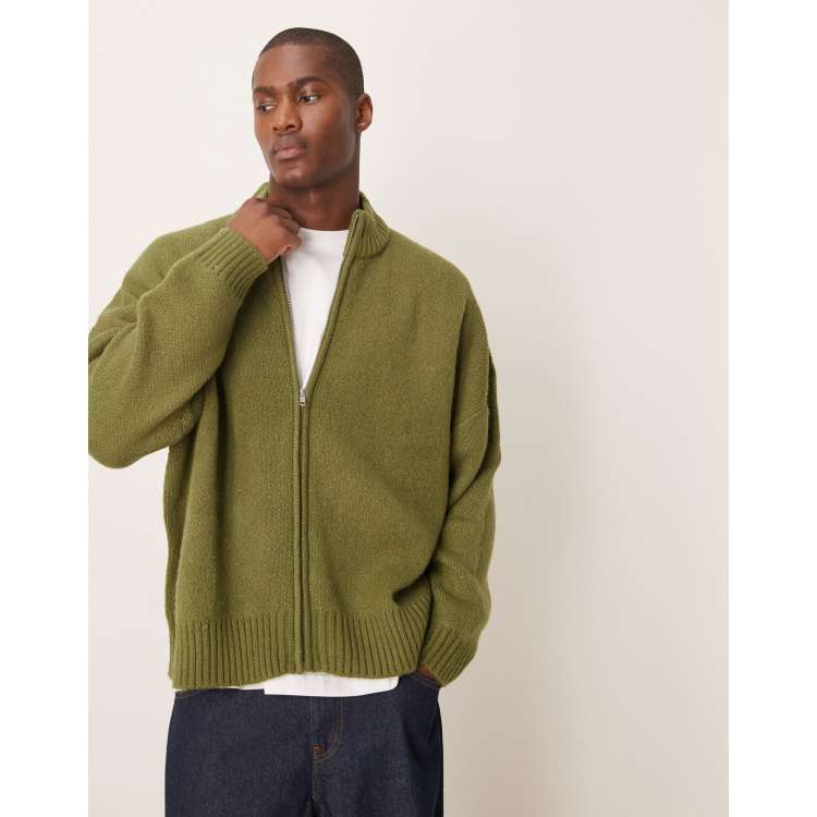 ASOS DESIGN super oversized boxy fit brushed knitted zip through