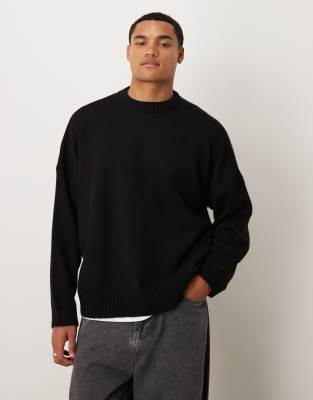 ASOS DESIGN super oversized boxy fit crew neck knitted jumper in black