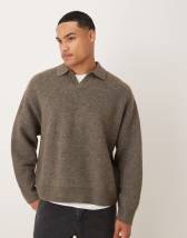 Topman oversized v neck cardigan in brown