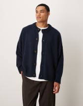 Topman oversized v neck cardigan in brown