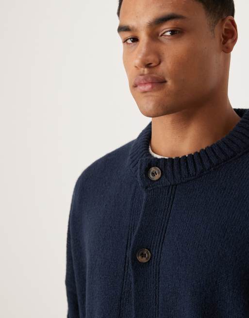 ASOS DESIGN super oversized boxy fit knit crew neck cardigan in navy