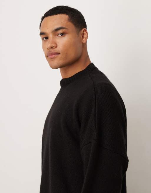 ASOS DESIGN super oversized boxy fit knitted crew neck jumper in black	