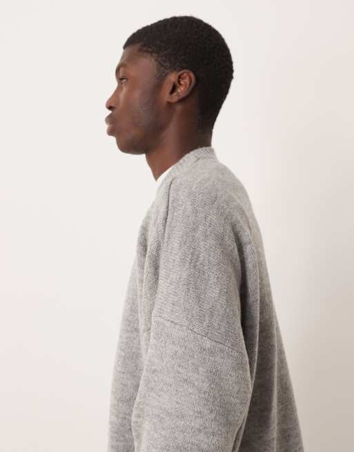 ASOS DESIGN super oversized boxy fit knit crew neck sweater in heather gray	