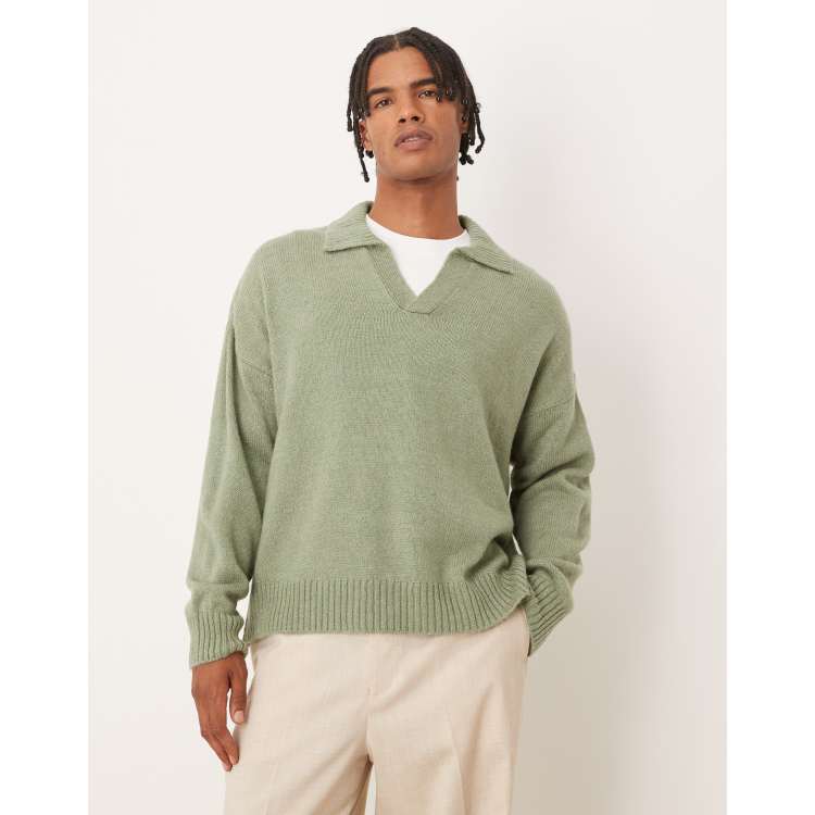 ASOS DESIGN super oversized boxy fit knit notch neck polo
