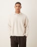 ASOS DESIGN super oversized boxy fit knitted fisherman rib notch neck jumper in oatmeal marl