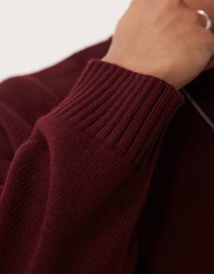 ASOS DESIGN super oversized boxy fit knitted sweater in burgundy
