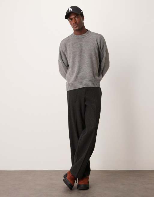 ASOS DESIGN super oversized boxy fit knitted sweater in gray heather