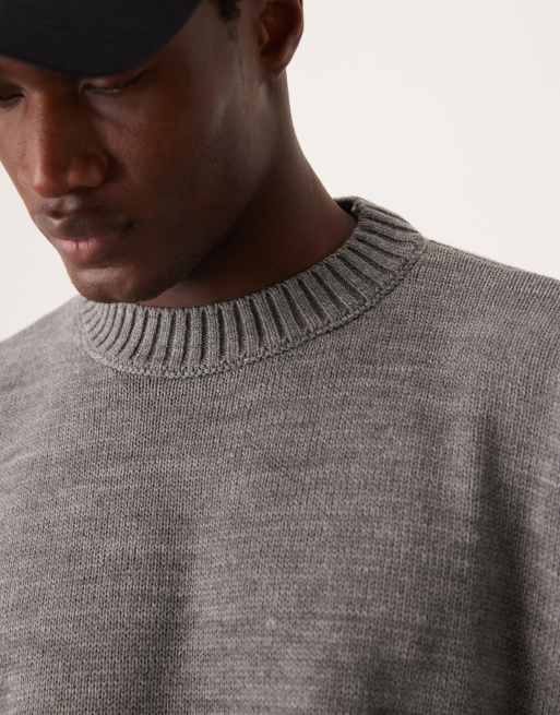 ASOS DESIGN super oversized boxy fit knitted sweater in gray heather