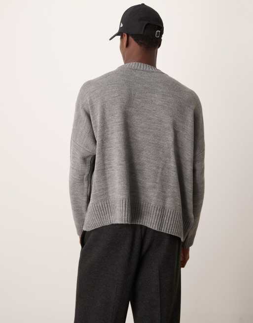 ASOS DESIGN super oversized boxy fit knitted sweater in gray heather