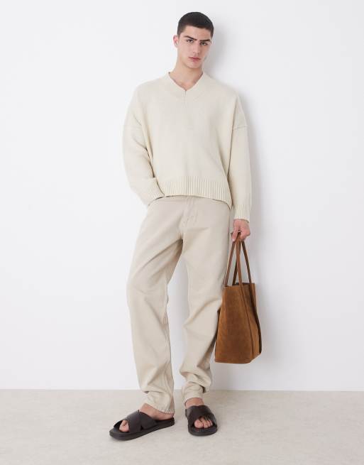 ASOS DESIGN super oversized boxy fit knitted v neck sweater