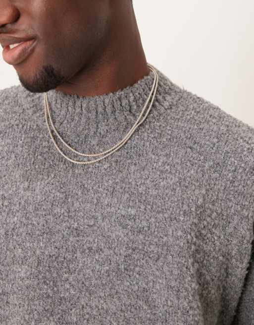 ASOS DESIGN super oversized boxy fit textured knitted crew neck jumper in grey - GREY, 4 of 4