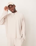 [ASOS DESIGN] ASOS DESIGN super oversized boxy funnel neck twill sweatshirt in ecru (part of a set)-Neutral S Ecru