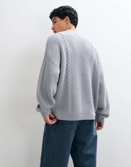 ASOS DESIGN super oversized cable knit in blue, 2 of 5