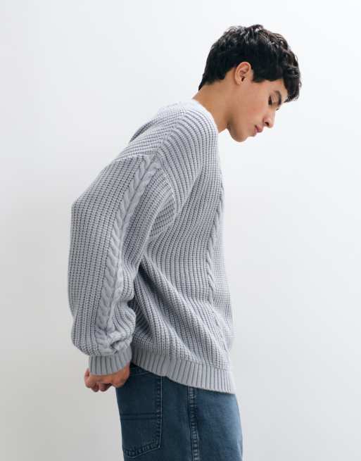 ASOS DESIGN super oversized cable knit in blue, 3 of 5