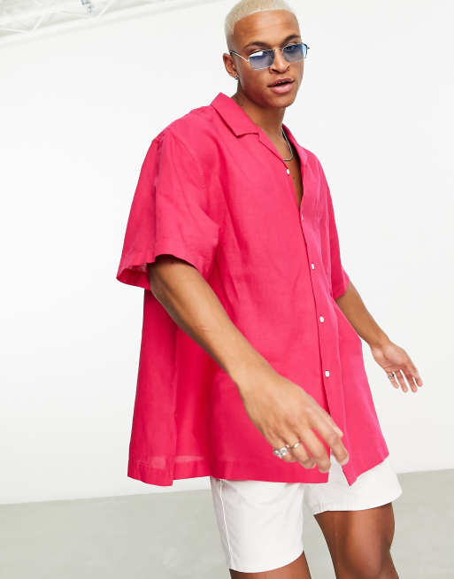 Bright pink hot sale oversized shirt