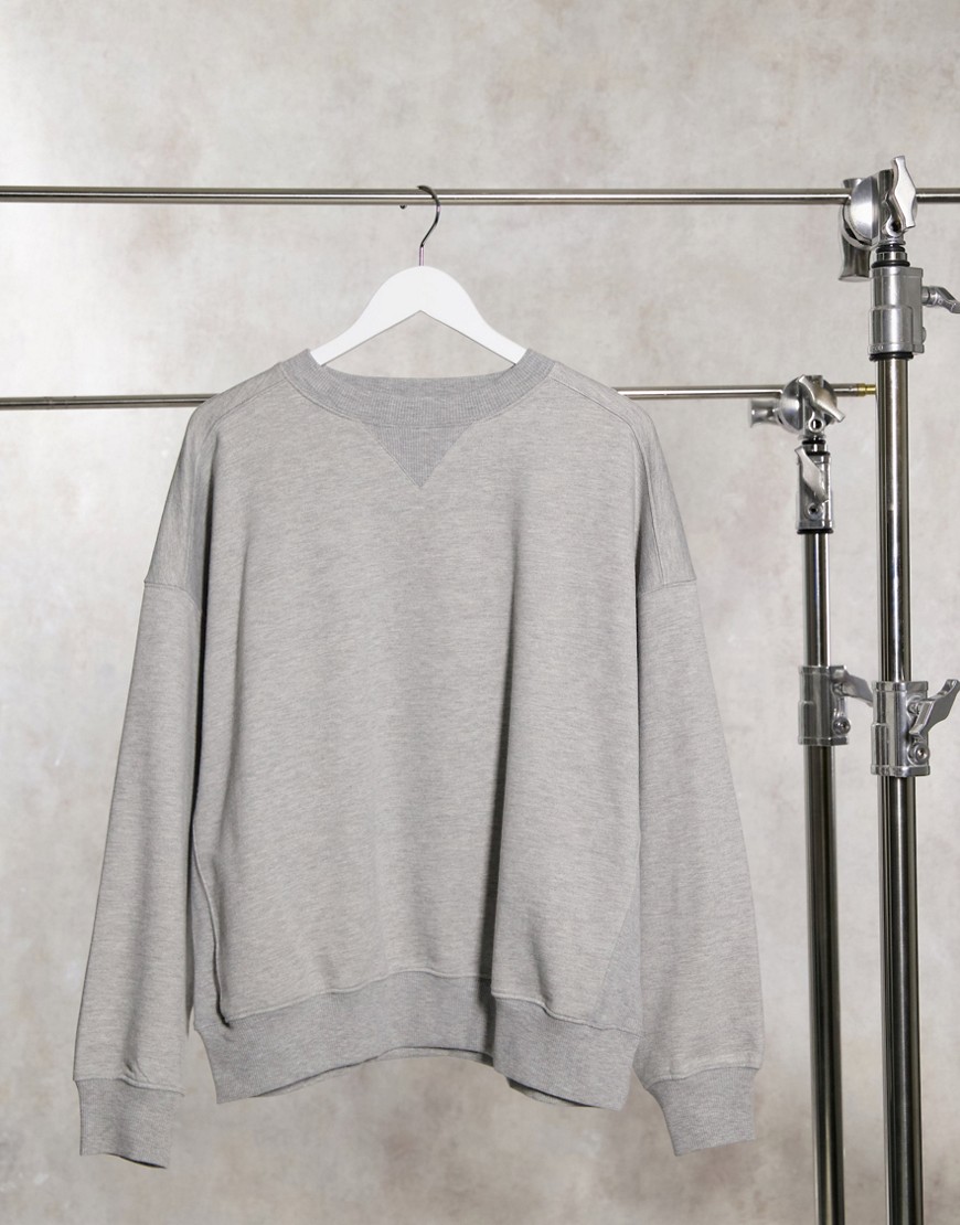 Asos Design Super Oversized Cocoon Sweatshirt With Panel Detail In Gray Marl-grey