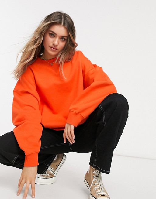 ASOS DESIGN super oversized cocoon sweatshirt with panel detail in orange