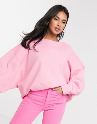 ASOS DESIGN super oversized cocoon sweatshirt with panel detail in pink