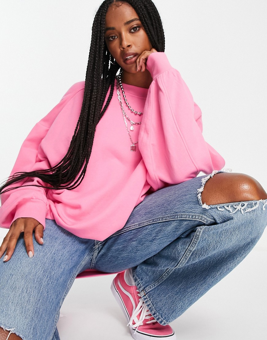 ASOS DESIGN super oversized cocoon sweatshirt with seam detail in pink