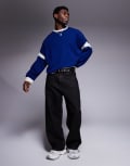 [ASOS DESIGN] ASOS DESIGN super oversized crew neck jumper in blue L BLUE