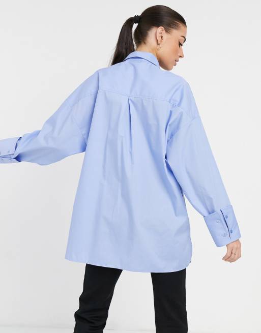 ASOS DESIGN - Super-oversized dad-skjorte i lyseblå bomuld i afslappet pasform, 2 af 4