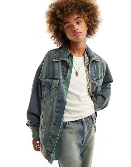 ASOS DESIGN super oversized denim jacket in dark wash blue