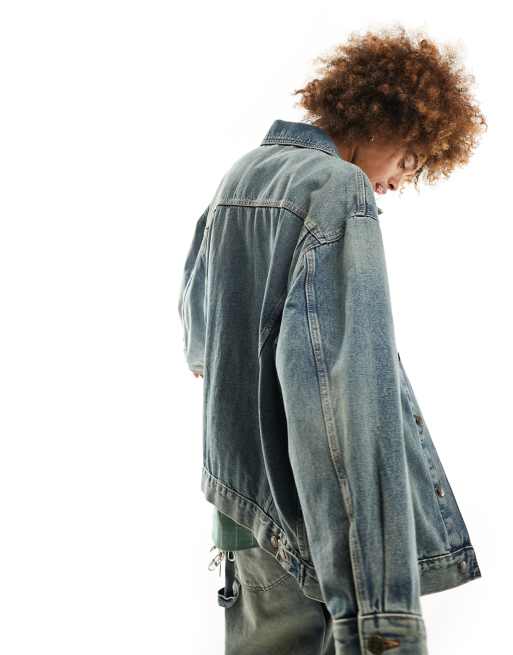 ASOS DESIGN super oversized denim jacket in dark wash blue | ASOS