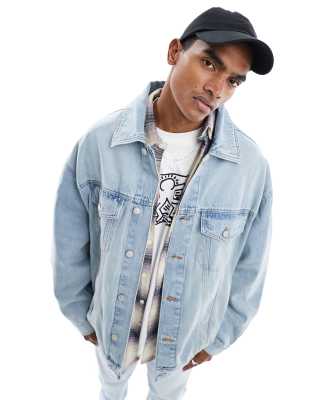 Light blue oversized denim jacket sale