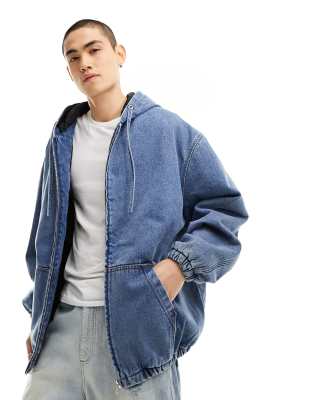 Asos Design Oversized Denim Jacket In Vintage Dark Wash-blues