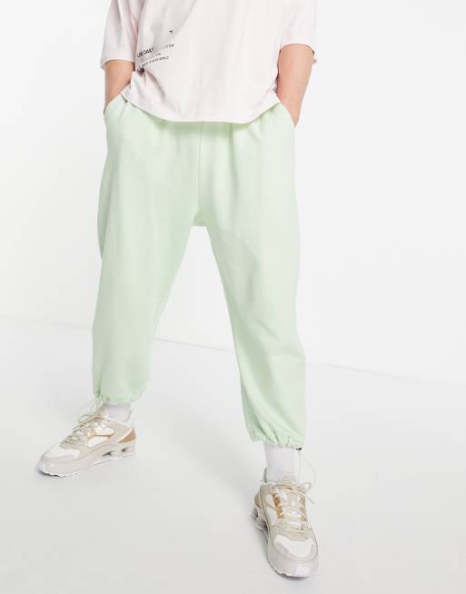 ASOS DESIGN super oversized drop crotch trackies in green (Part of a set) - MGREEN