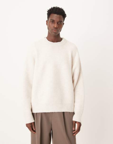 ASOS DESIGN super oversized fisherman rib knit sweater in oatmeal - view 1