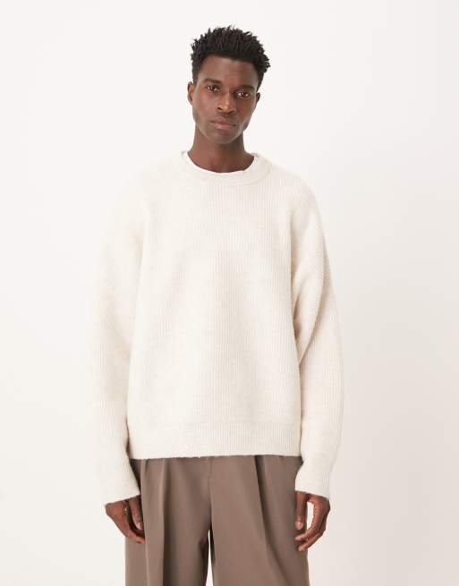 ASOS DESIGN super oversized fisherman rib knit sweater in oatmeal