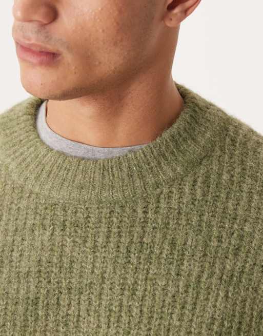 ASOS DESIGN super oversized fit knit crew neck sweater in sage