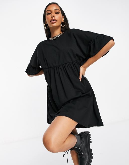 Asos black frill outlet dress